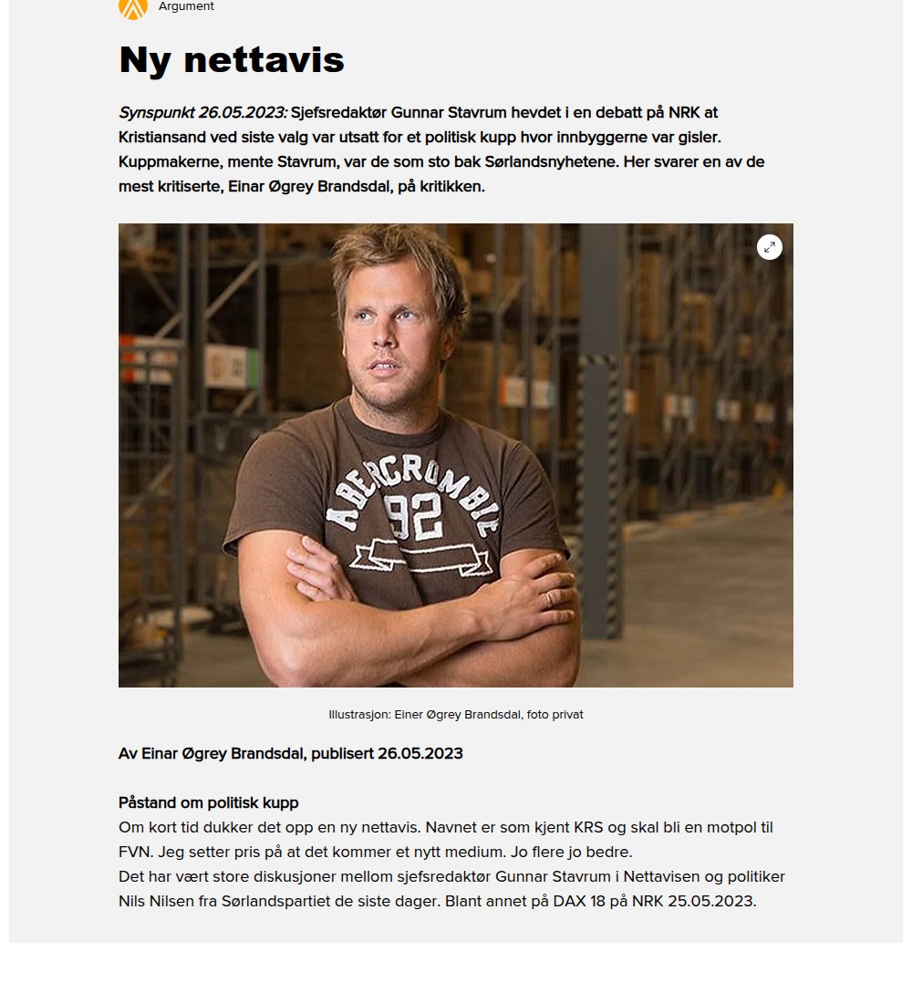 Faksimile av innlegget i Argument Agder