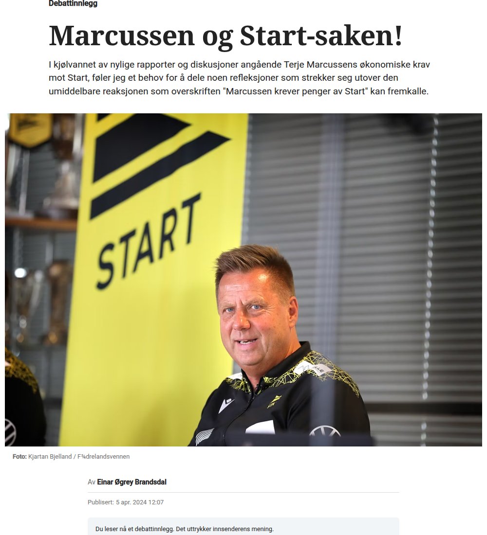 Faksimile av innlegget i Fædrelandsvennen