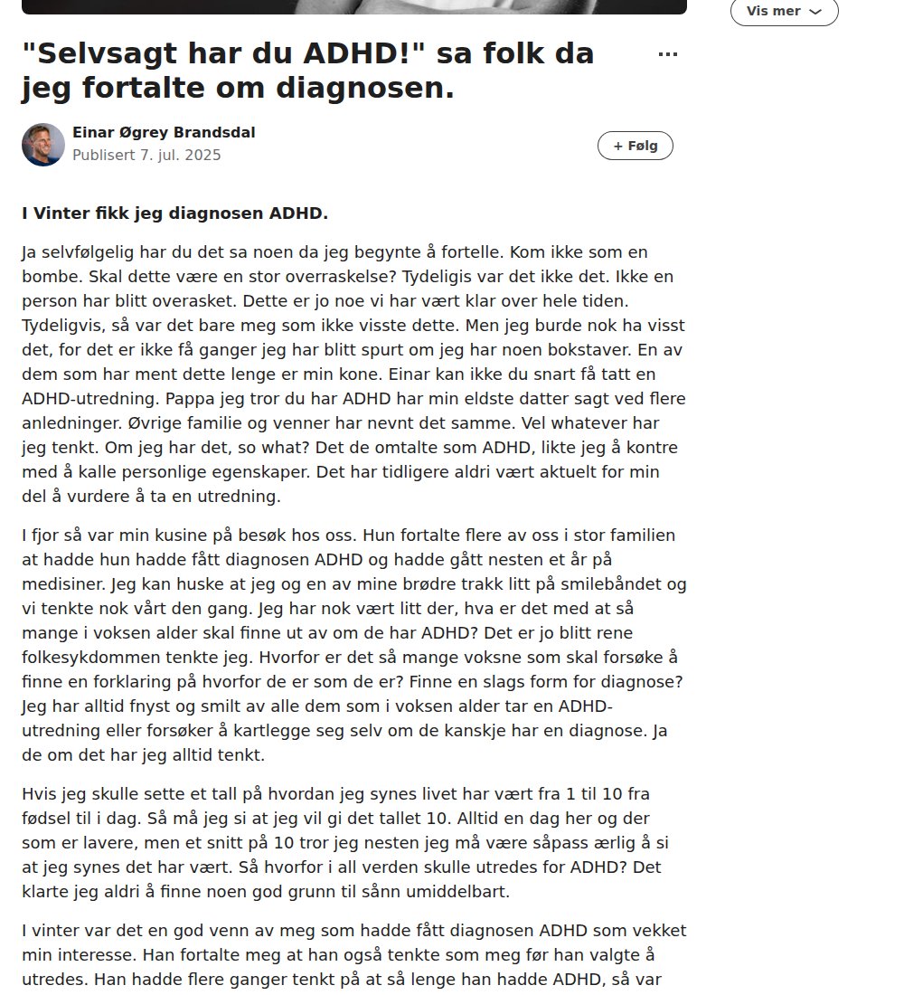 Faksimile av innlegget i LinkedIn