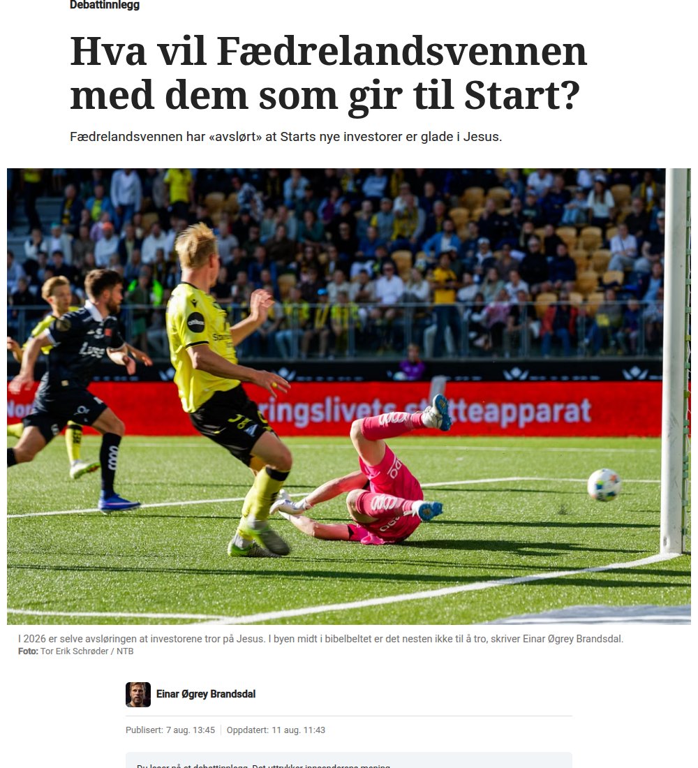 Faksimile av innlegget i Fædrelandsvennen