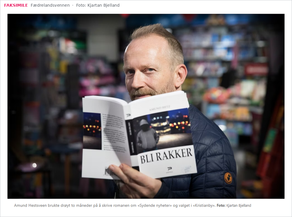 Faksimile fra Fædrelandsvennens sak om romanen Bli rakker