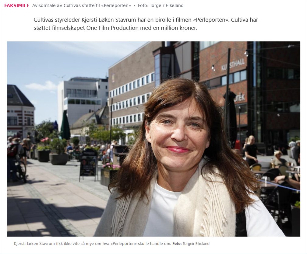 Faksimile av avisomtale om Cultivas støtte til Perleporten