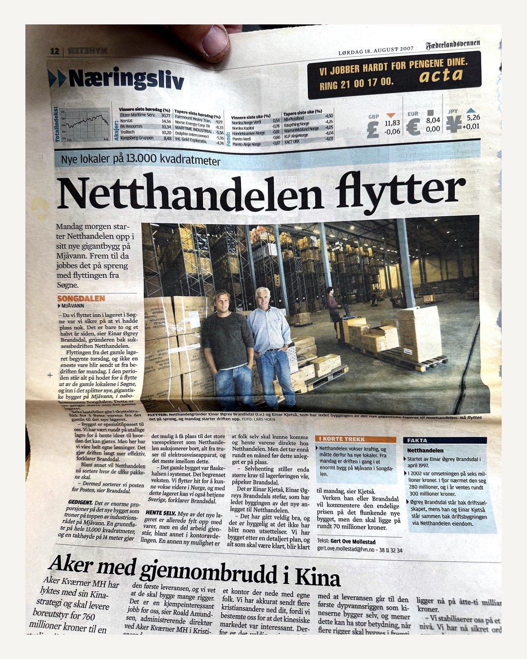 Fædrelandsvennen 2007: «Netthandelen flytter».