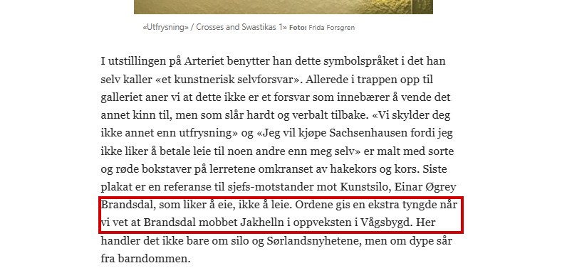 «Hevn på Arteriet», kunstanmeldelse av Frida Forsgren i Fædrelandsvennen 6. juni 2020.