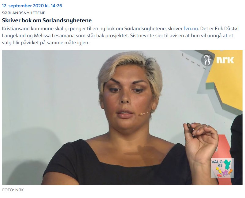 NRK 12. september 2020: Skriver bok om Sørlandsnyhetene
