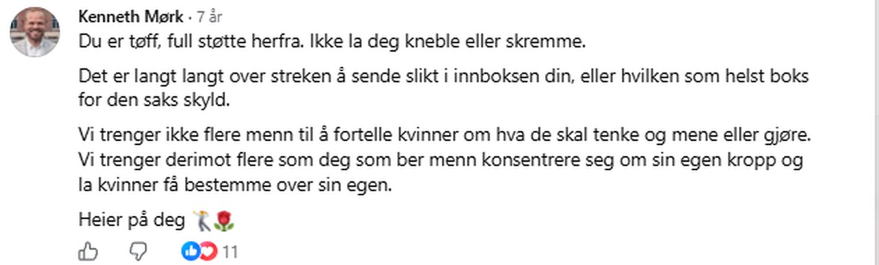 Kenneth Mørks kommentar under Ragnhild Kvanneid Hagens innlegg i april 2019